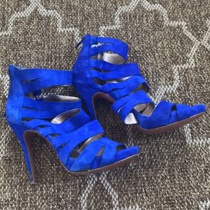 BCBGeneration Royal Blue Suede Strappy Heels